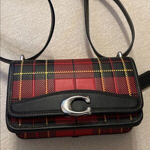 Coach Red and Black Plaid Crossbody Bag